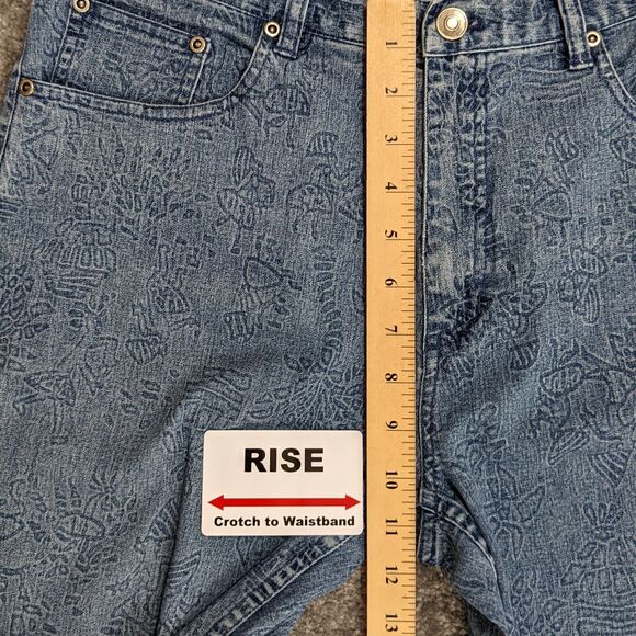 Chico's Design Straight Leg Jeans Women Size 1.5 (US 10) Art-to-Wear Island Art - Picture 9 of 10